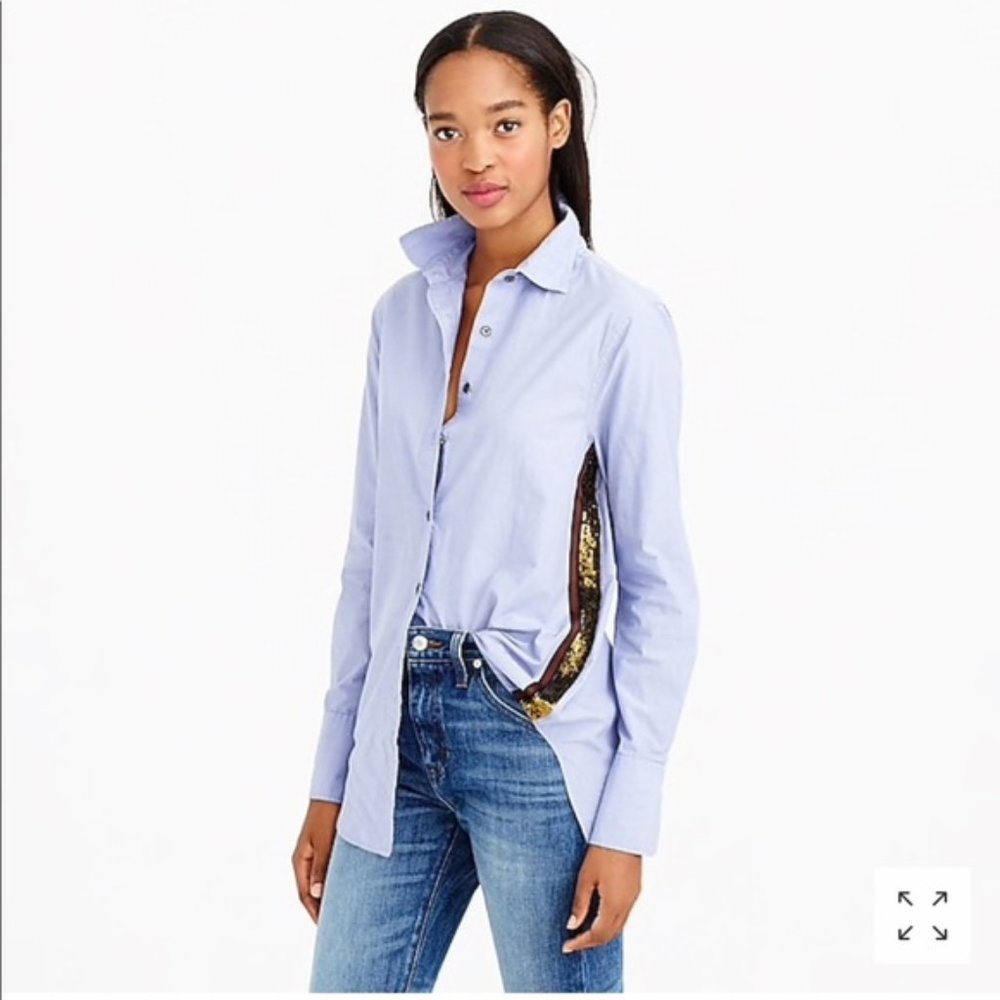 J.Crew Sequined Striped Button Down - Size 00
